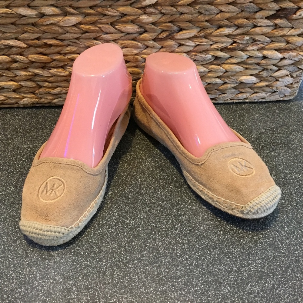 Michael Kors Tan Soft Suede Flats w/ Jute Detail